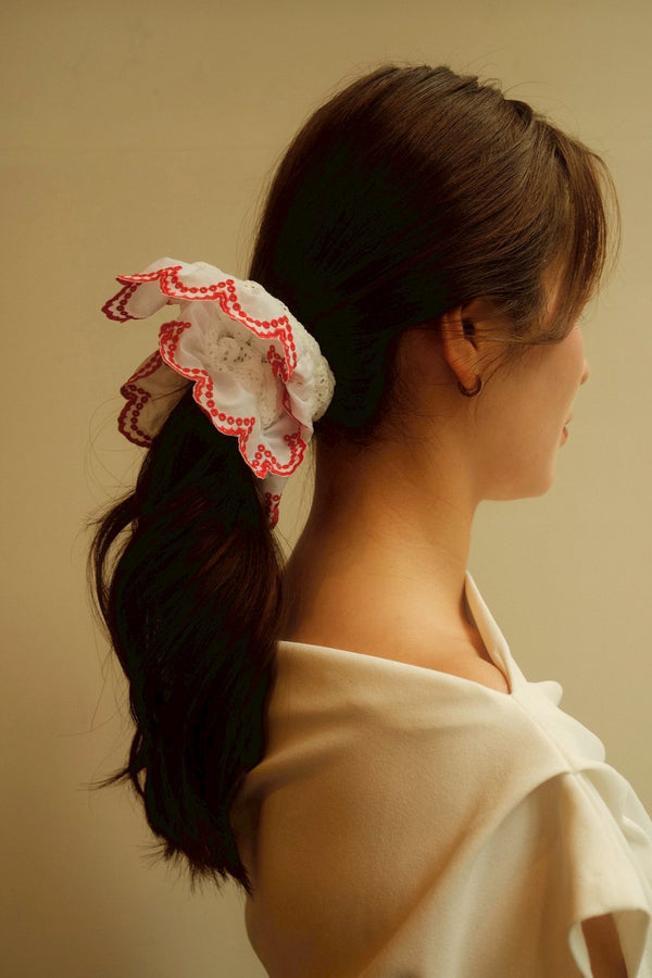 COTTON LACE chouchou / red