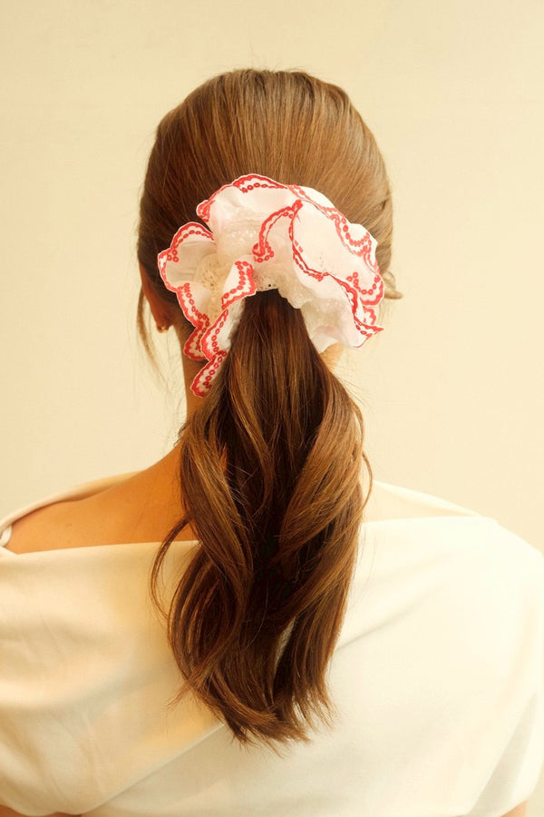 COTTON LACE chouchou / red