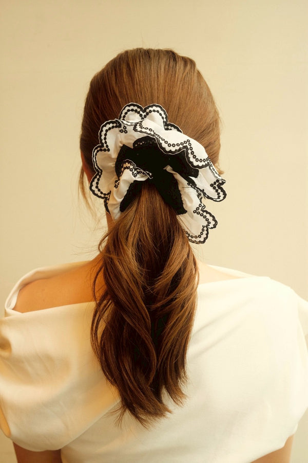 COTTON LACE chouchou / black