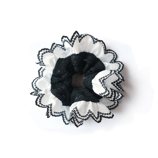 COTTON LACE chouchou / black