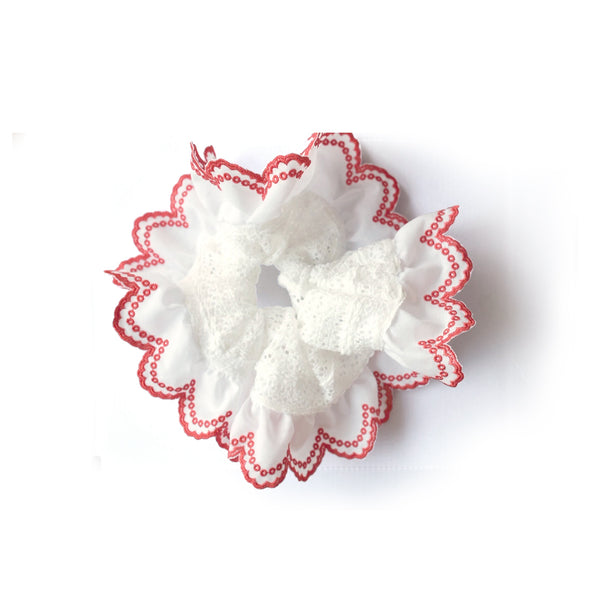 COTTON LACE chouchou / red