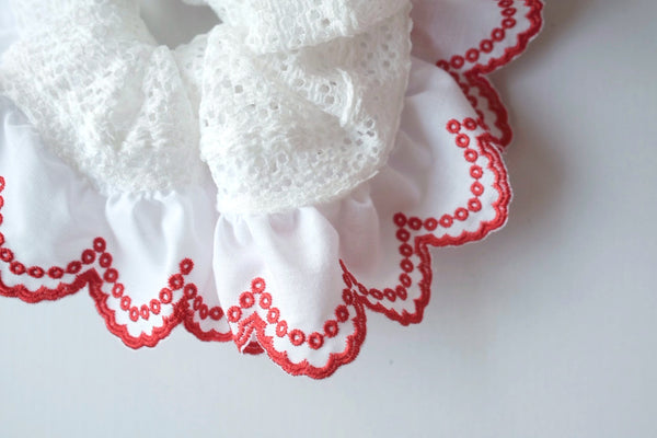COTTON LACE chouchou / red