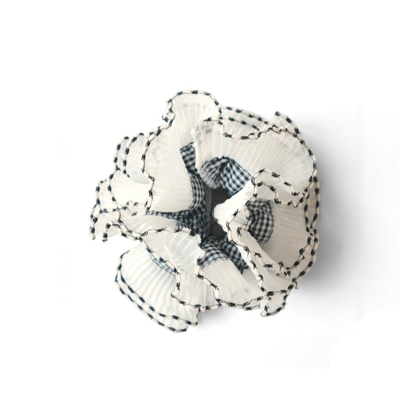 GINGHAM CHECK Frill chouchou / white