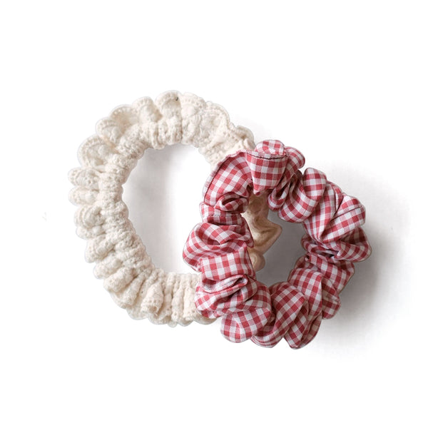 CHECK & LACE chouchou / red and white