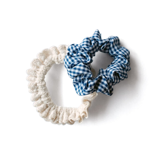 CHECK & LACE chouchou / blue and white